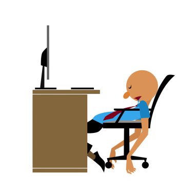 Vektör çalışanın almak çok yorgun, bitkin ve nihayet çalıştı sonra uyuya kalmışım