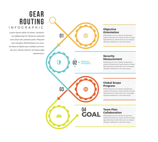 Gear směrování infografika — Stockový vektor