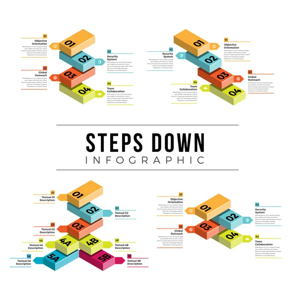 Steps Down Infographic — Stock Vector