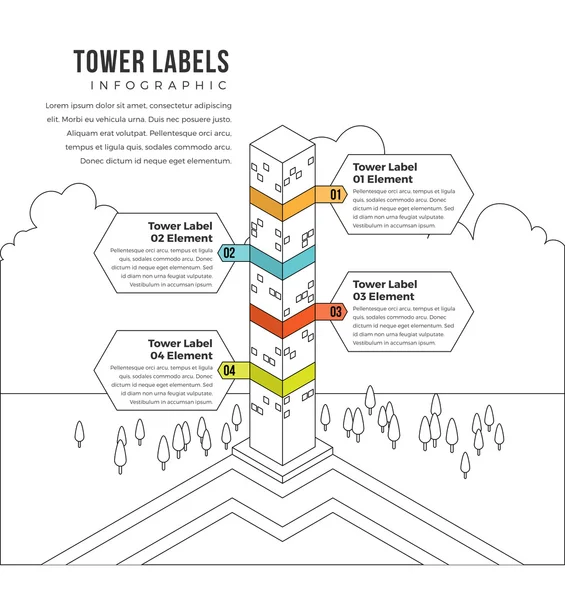 Étiquettes de tour Infographie — Image vectorielle