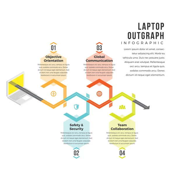 노트북 Outgraph Infographic — 스톡 벡터