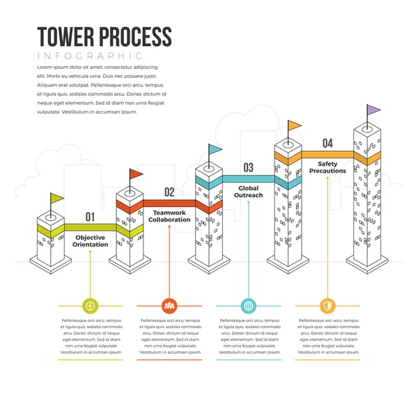 Toren proces Infographic — Stockvector