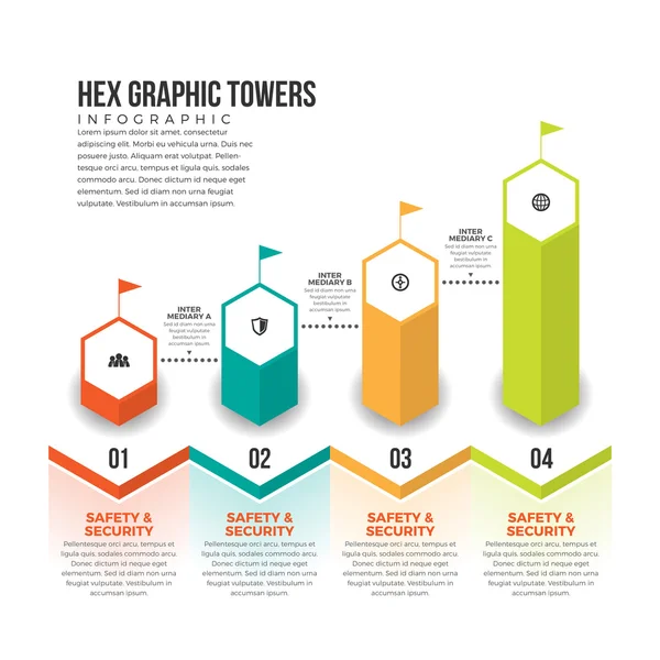 Torres gráficas Hex — Vetor de Stock