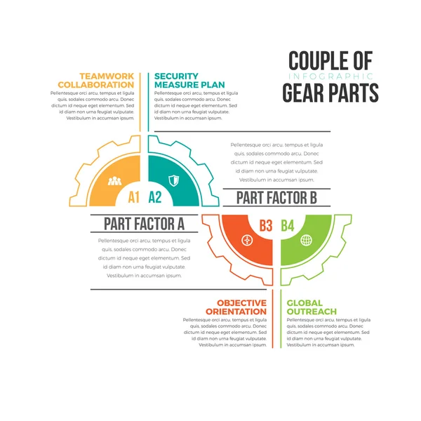 Paar Gear onderdelen — Stockvector
