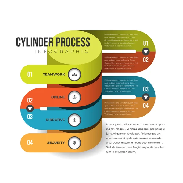 Infografía del proceso del cilindro — Archivo Imágenes Vectoriales