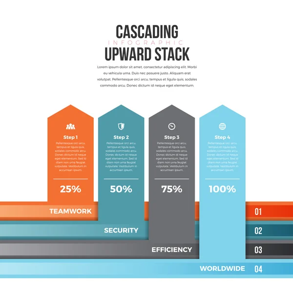 Cascading Upward Stack Infographic — Stock Vector