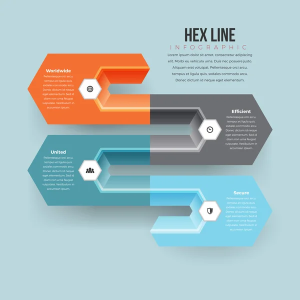 Linha Hex Infográfico — Vetor de Stock