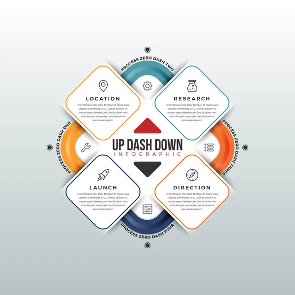 Up Dash Down Infografía — Archivo Imágenes Vectoriales