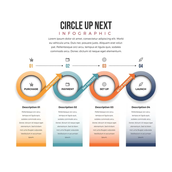 Cirkel upp nästa Infographic — Stock vektor