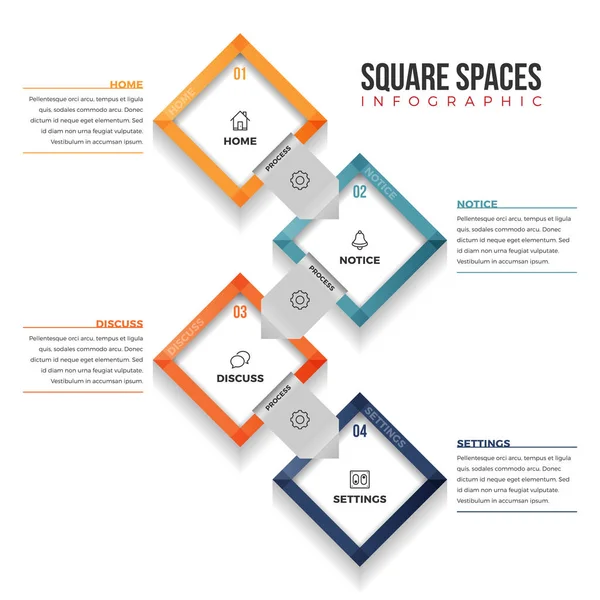 Espaços Quadrados Infográfico — Vetor de Stock