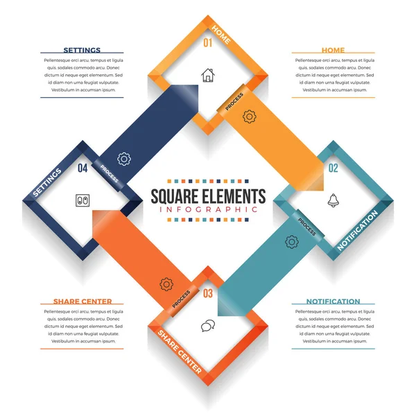 Elementos quadrados infográficos — Vetor de Stock