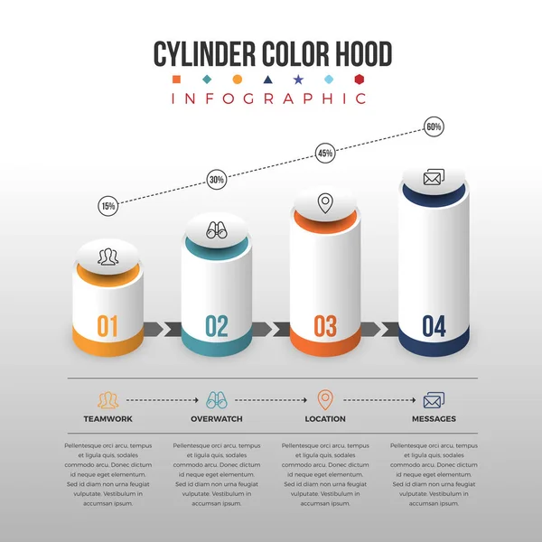 Cylinder färg huva Infographic — Stock vektor