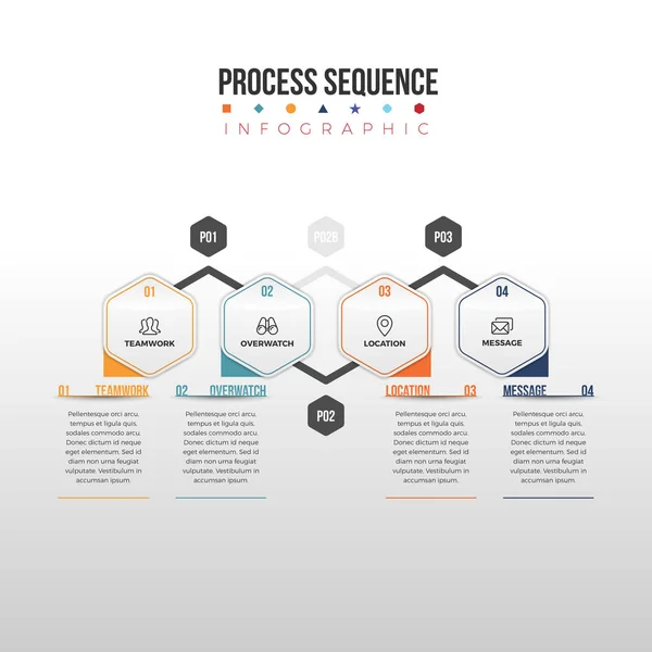 Proces sekvence infografika — Stockový vektor