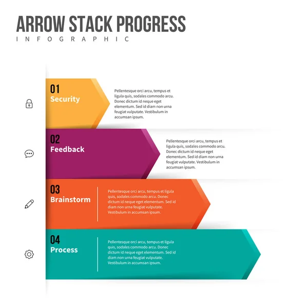 Pijl Stack vooruitgang Infographic — Stockvector