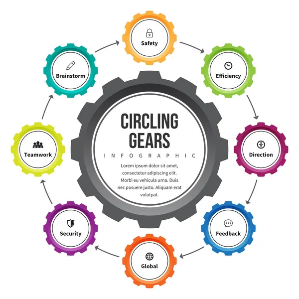 Cirkelen Gear Infographic — Stockvector