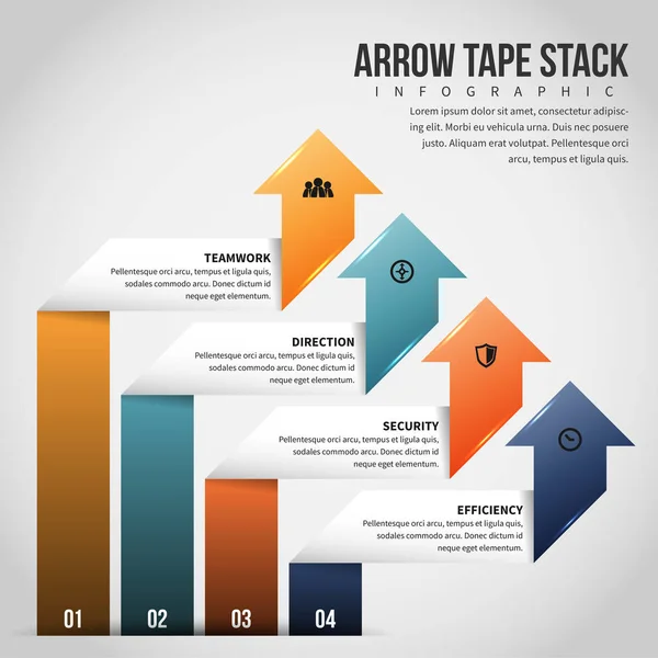 Pijl Tape Stack Infographic — Stockvector