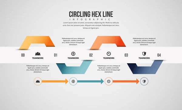 Linha Hex Circulando Infográfico — Vetor de Stock