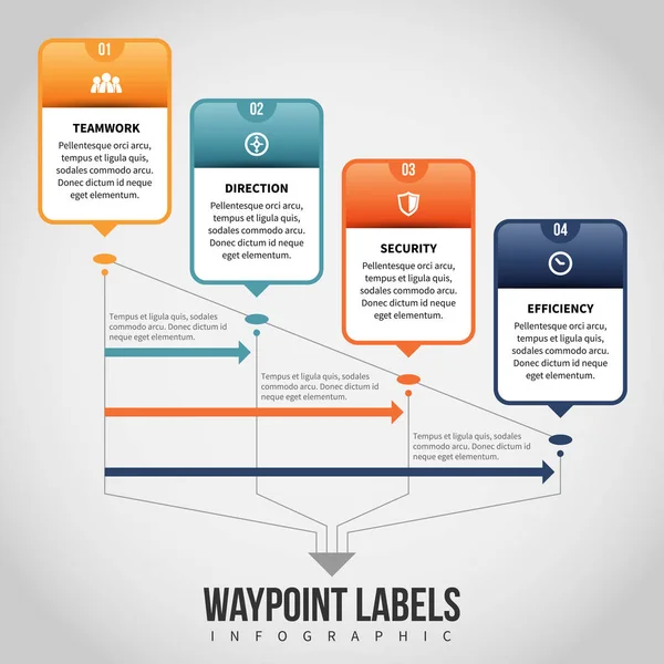 Etichette Waypoint Infografica — Vettoriale Stock