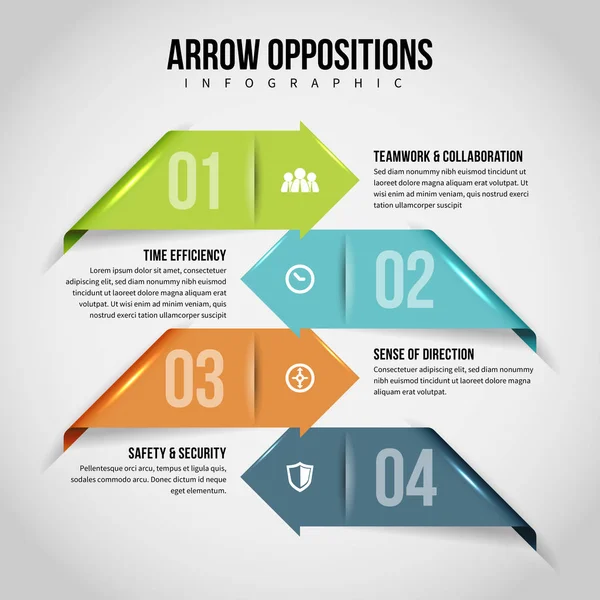 Strzałka w opozycje Infografika — Wektor stockowy