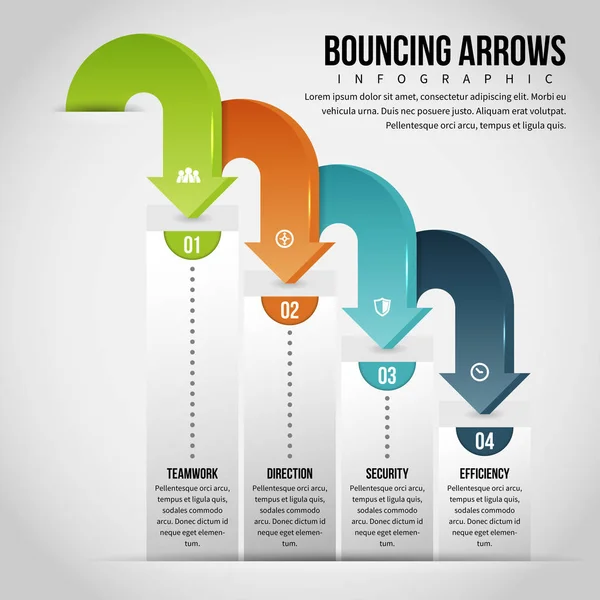 Bouncing Arrows Infographic — Stock Vector