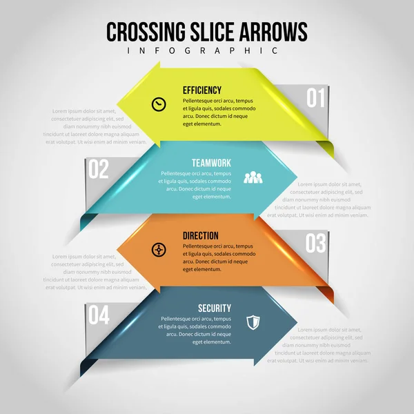 Kruising segment pijlen Infographic — Stockvector