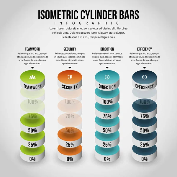 Infographie des barres cylindriques isométriques — Image vectorielle