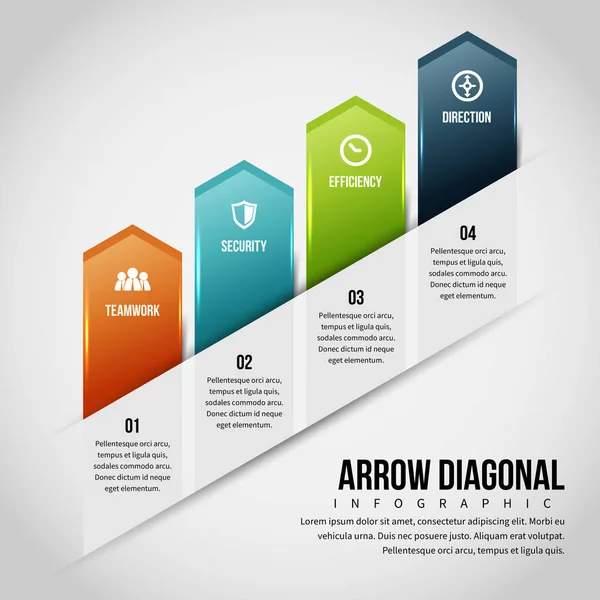 Pijl diagonale Infographic — Stockvector