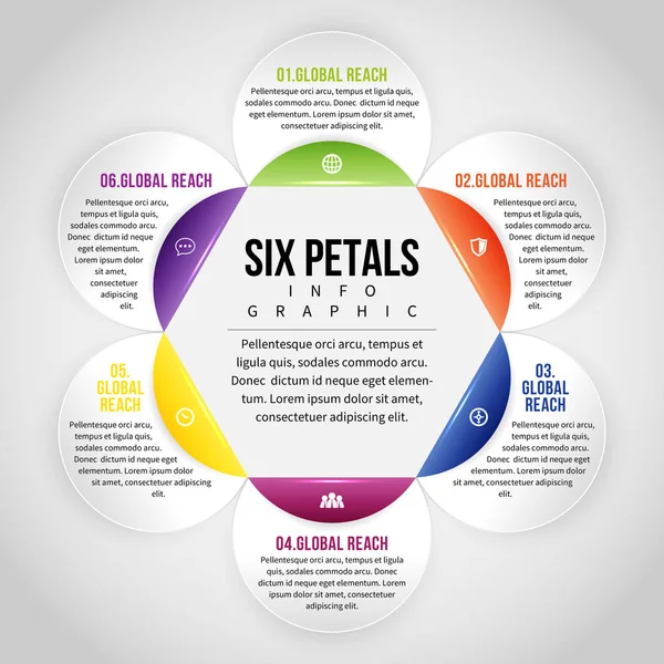 여섯 꽃잎 Infographic — 스톡 벡터