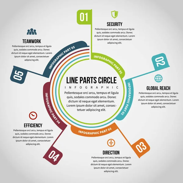 Lijn delen cirkel Infographic — Stockvector