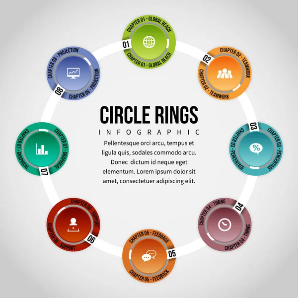 Anéis de círculo Infográfico —  Vetores de Stock