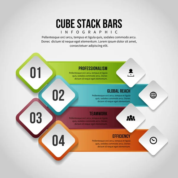 큐브 스택 바 Infographic — 스톡 벡터