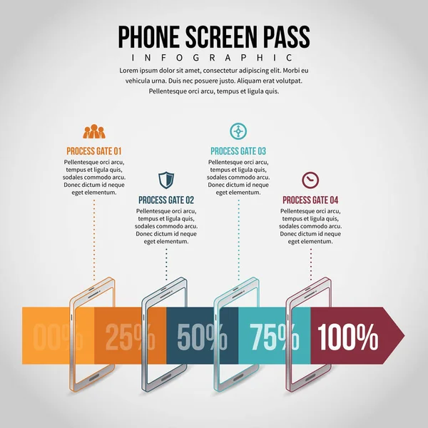 Telefon skärmen Pass Infographic — Stock vektor