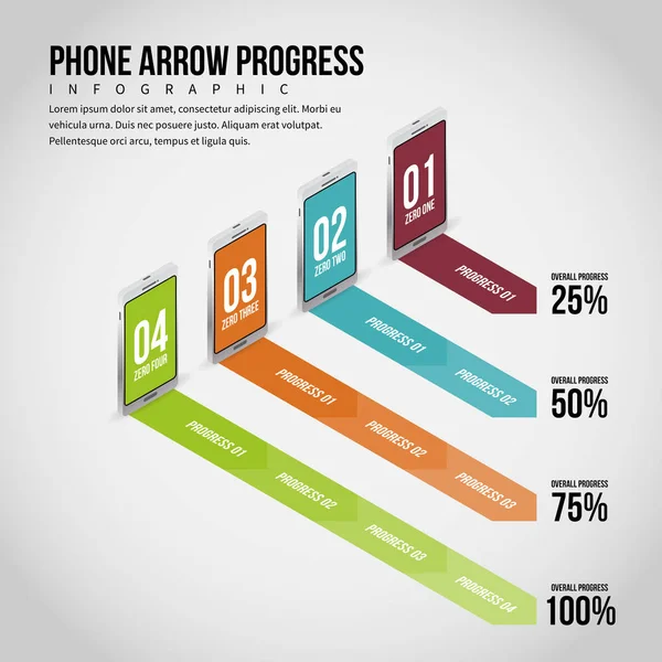 Smartphone flèche progrès Infographie — Image vectorielle