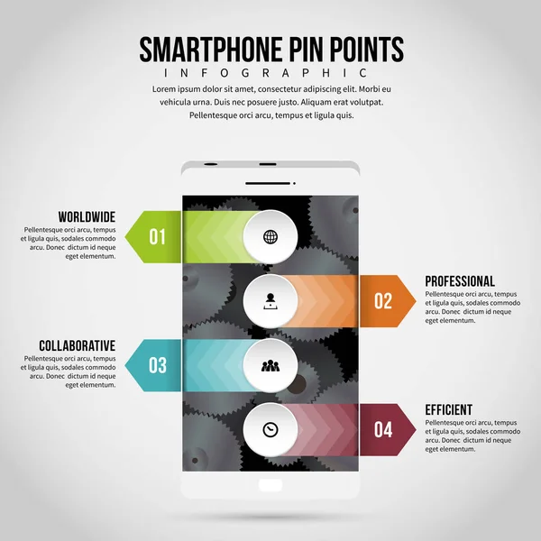 Smartphone Pin punten Infographic — Stockvector