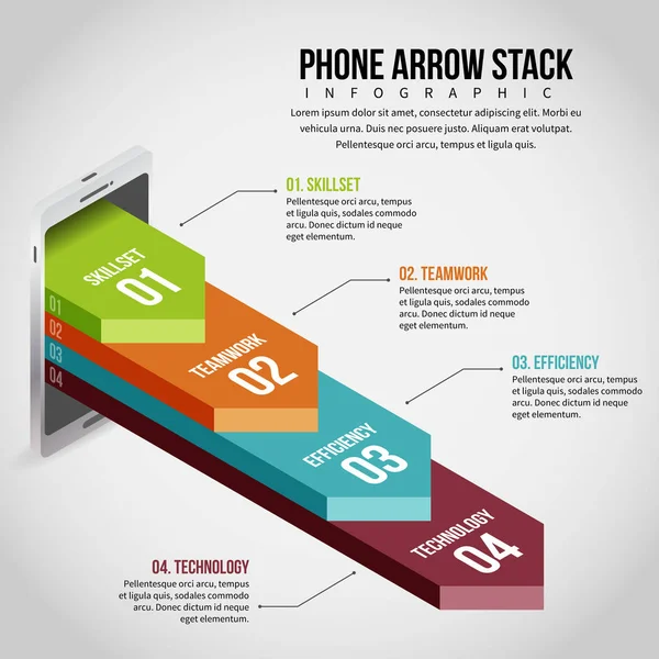 Telefon ok yığın Infographic — Stok Vektör