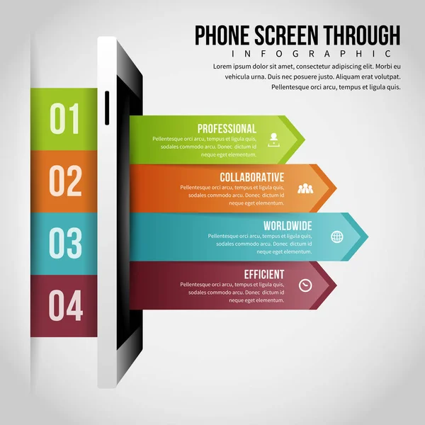 Telefoon scherm via Infographic — Stockvector