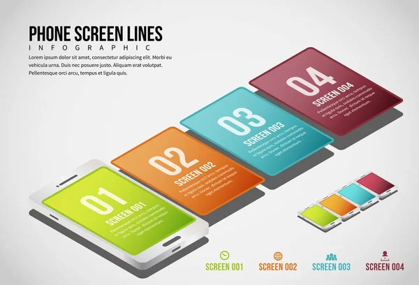 Phone Screen Lines Infographic — Stock Vector