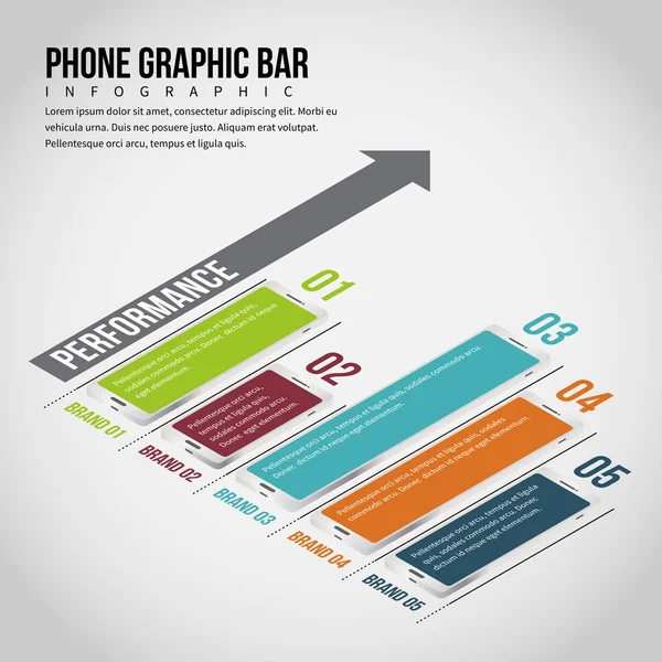 Telefono grafico Bar Infografica — Vettoriale Stock