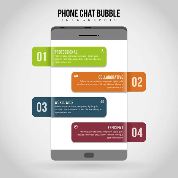 Infografía de burbuja de chat telefónico — Vector de stock