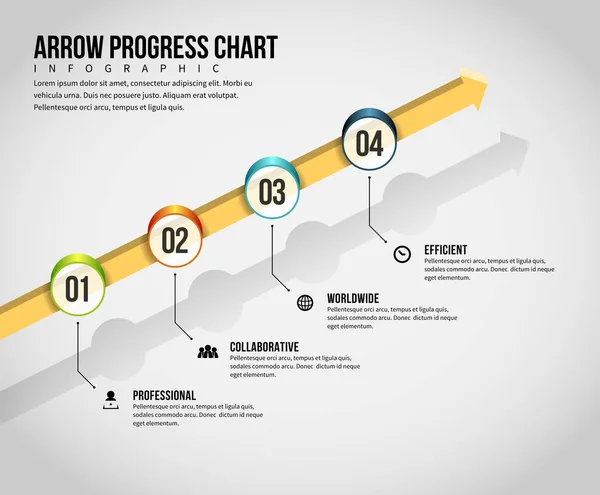 तीर प्रगति चार्ट इन्फोग्राफिक — स्टॉक वेक्टर