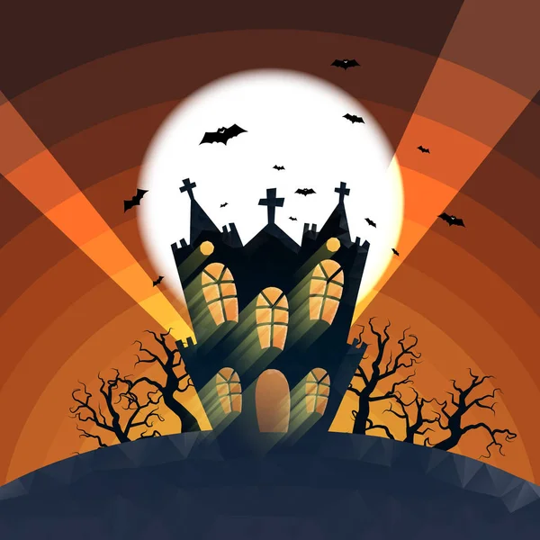 Low Poly Haunted House — Stock Vector