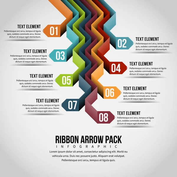Ribbon Arrow Pack Infographic — Stock Vector