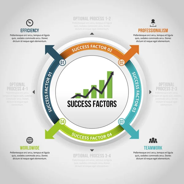 Quad cirkel factoren Infographic — Stockvector