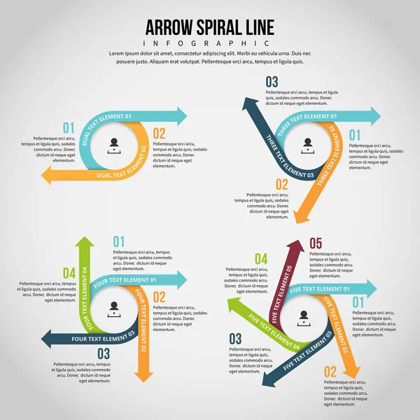 Pfeilspirale Linie Infografik — Stockvektor