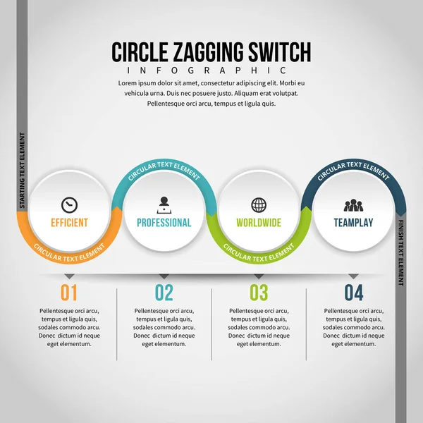 Cirkel Zagging Switch Infographic — Stock vektor