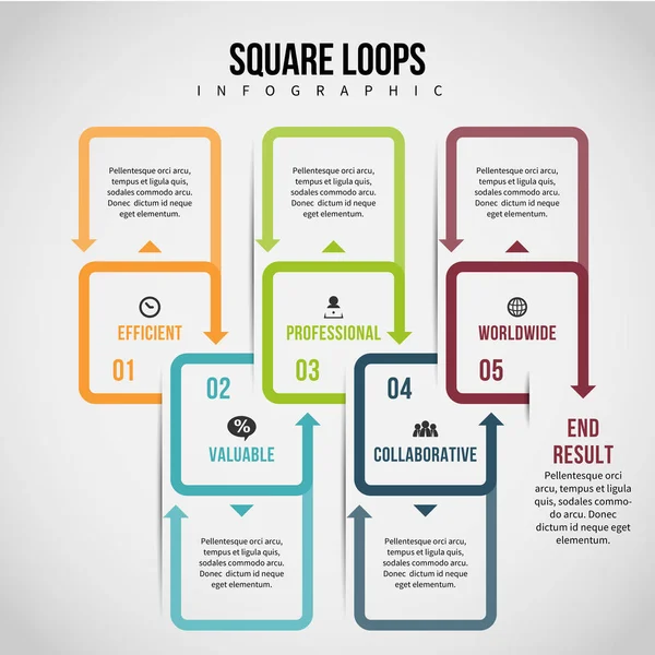 Vierkante Loops Infographic — Stockvector