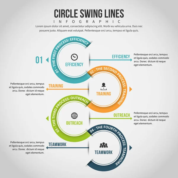 Cirkel Swing lijnen Infographic — Stockvector