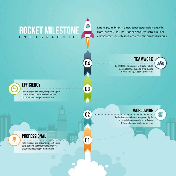 Raket mijlpaal Infographic — Stockvector