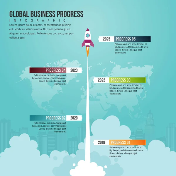 Global Business postępu Infografika — Wektor stockowy