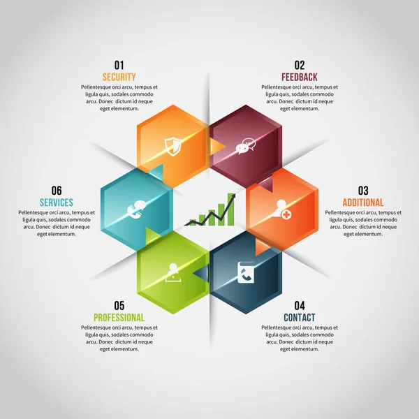 Hexagon Gems Infographic — Stock Vector